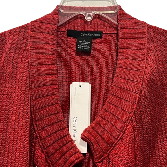 COPY - Calvin Klein Juniors Red Fit & Flare Cotton Knit Open Front Cardigan Swe… - Picture 6 of 12